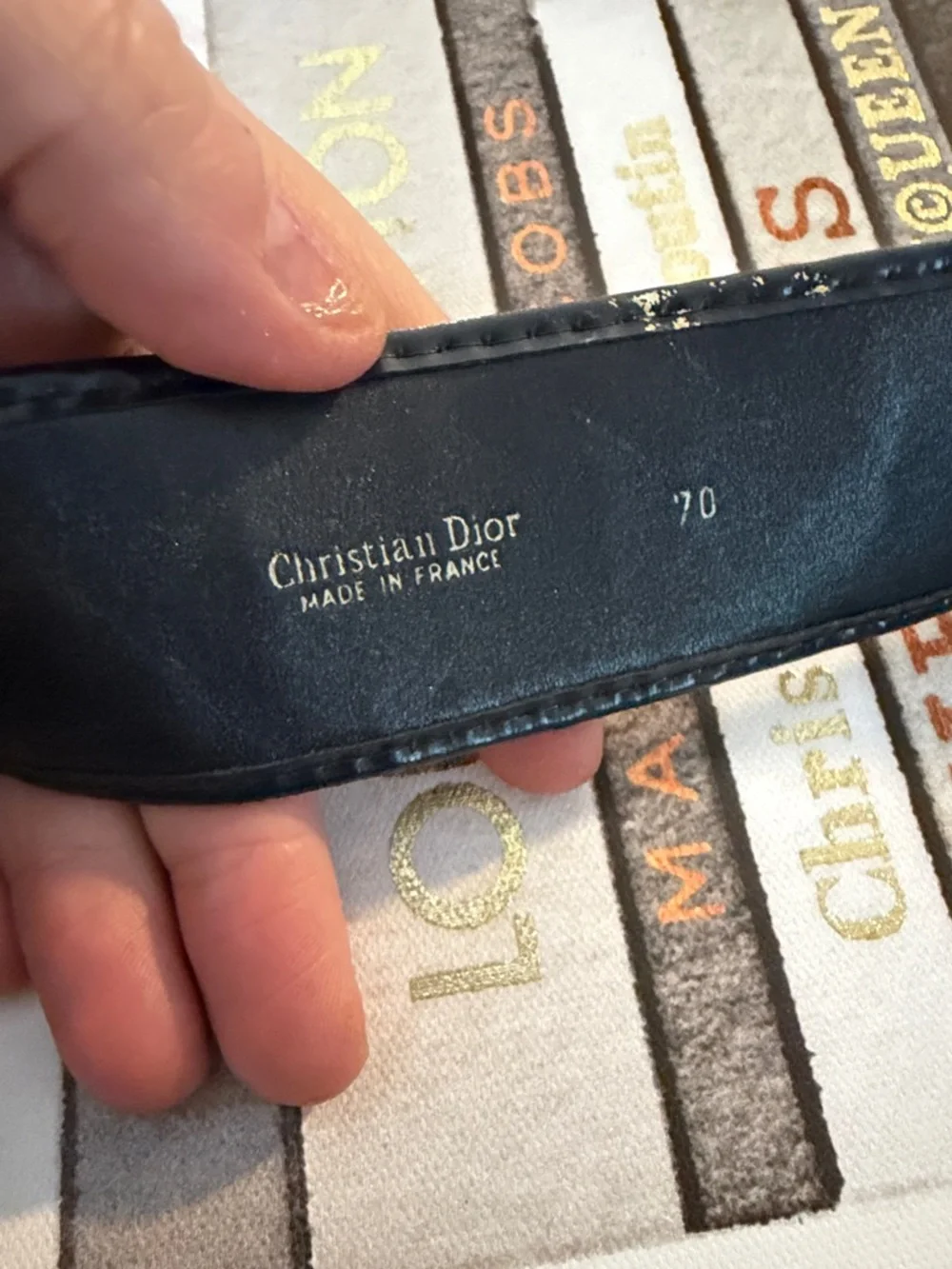 💙Dior Navy & Tan Oblique Signature Belt with Gold Buckle 🇫🇷